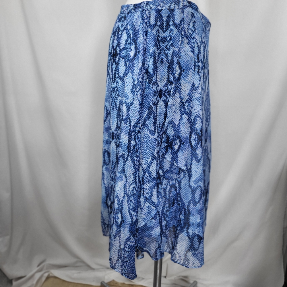 Jaclyn Smith SKIRT Womens Plus Size XXL Blue Snakeskin Design Chiffon Midi NWT - Picture 2 of 15